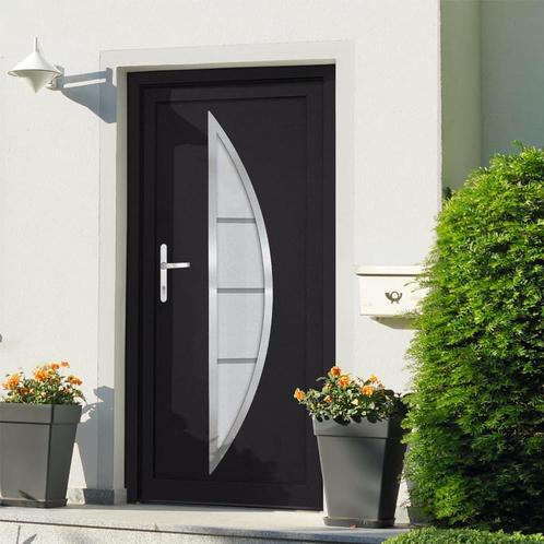 vidaXL Voordeur 98x208 cm PVC antracietkleurig, Doe-het-zelf en Verbouw, Deuren en Horren, Nieuw, Verzenden