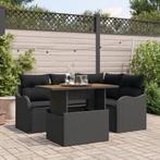 vidaXL 5-delige tuinset met kussens zwart poly rattan acacia, Verzenden, Nieuw, Rotan, Tuinset