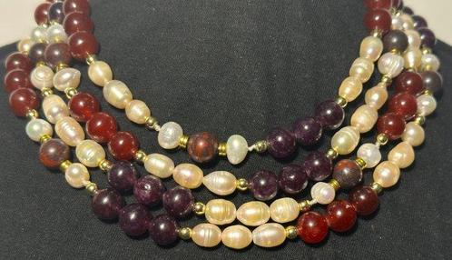 Perla natuurlijk roze en wit en granaat natuurlijk,, Antiek en Kunst, Antiek | Boeken en Bijbels