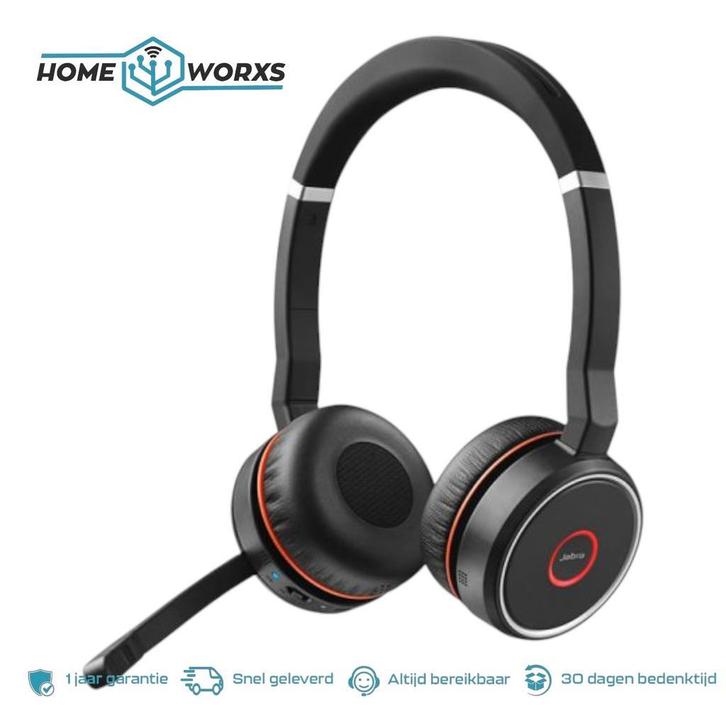 Jabra Evolve 75 Stereo bluetooth Headset Refurbished, Computers en Software, Headsets, Gaming headset, Inklapbare microfoon, Mute-functie