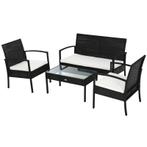 TRUUSK Poly Rattan Zitset Loungebank Tuinset 7-delig Met Kus, Tuin en Terras, Tuinsets en Loungesets, Verzenden, Nieuw