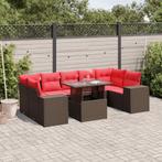 vidaXL 8-delige tuinbankset met kussens, bruin polyrotan, Verzenden, Nieuw, Rotan