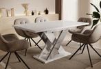 Meubella Eettafel Hoogglans wit 160 cm Uitschuifbaar, 50 tot 100 cm, Nieuw, 150 tot 200 cm, Modern