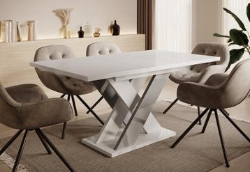 Meubella Eettafel Hoogglans wit 160 cm Uitschuifbaar