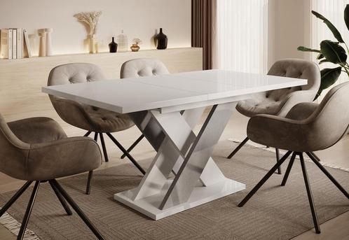 Meubella Eettafel Hoogglans wit 160 cm Uitschuifbaar, Huis en Inrichting, Tafels | Eettafels, 150 tot 200 cm, Nieuw, 50 tot 100 cm