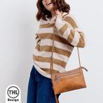 THL Design Dames Schoudertas  Klein tasje veel Vakken bruin, Verzenden, Nieuw, Bruin, Overige merken