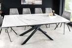 Uitschuifbare eettafel ALPINE 160-200cm wit keramiek marmer, Ophalen of Verzenden, Nieuw