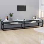 vidaXL Tv-meubel 220x40x40,5 cm gehard glas witmarmerkleurig, Huis en Inrichting, Kasten | Televisiemeubels, Verzenden, Nieuw