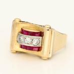 Ring - 18 karaat Geel goud Robijn - Diamant, Sieraden, Tassen en Uiterlijk, Ringen, Nieuw