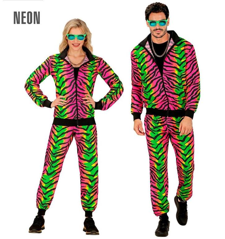 Neon Rave Trainingspak Zebraprint Gekleurd, Kleding | Dames, Carnavalskleding en Feestkleding, Nieuw, Ophalen of Verzenden