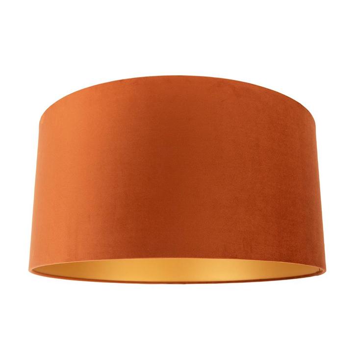 Stoffen lampenkap oranje met gouden binnenkant 50/50/25, Huis en Inrichting, Lampen | Lampenkappen, Overige kleuren, Nieuw, Minder dan 25 cm