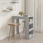 vidaXL Bartafel met opbergrek 102x50x103,5 cm hout grijs, Verzenden, Nieuw