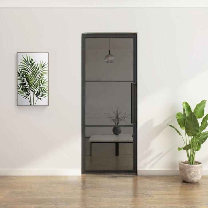 OUTLET: Stalen Taatsdeur - 3 Vlaks - Rook glas, Doe-het-zelf en Verbouw, Deuren en Horren, Nieuw, Metaal, Overige typen, 200 tot 215 cm