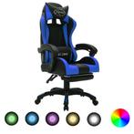 vidaXL Racestoel met RGB LED-verlichting kunstleer blauw en, Huis en Inrichting, Bureaus, Nieuw, Verzenden