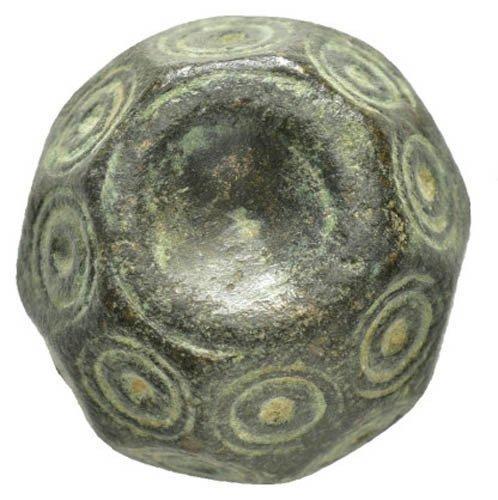 Bysantijnse bronsversierde peso polyedrisch - 18 mm diameter, Antiek en Kunst, Antiek | Overige Antiek