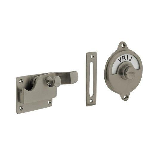 WC-Slot hendel met bocht vrij/bezet mat nikkel, Doe-het-zelf en Verbouw, Hang- en Sluitwerk, Slot, Nieuw, Koper of Messing, Ophalen of Verzenden