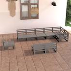 vidaXL 9-delige Loungeset massief grenenhout grijs, Tuin en Terras, Tuinsets en Loungesets, Verzenden, Nieuw, Loungeset