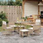 vidaXL 7-delige Tuinset met kussens poly rattan beige, Verzenden, Nieuw, Rotan, Tuinset