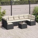vidaXL Tuin Sofa Set 8 pcs Zwart en Crème Poly rattan, staal, Verzenden, Nieuw, Rotan