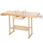 Houten Werkbank met bankschroeven 137x50x87 cm - bruin, Doe-het-zelf en Verbouw, Verzenden, Nieuw