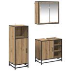 vidaXL Badkamermeubelset 3 pcs artisanaal eikenkleurig 65 x, Huis en Inrichting, Badkamer | Badkamermeubels, Verzenden, Nieuw