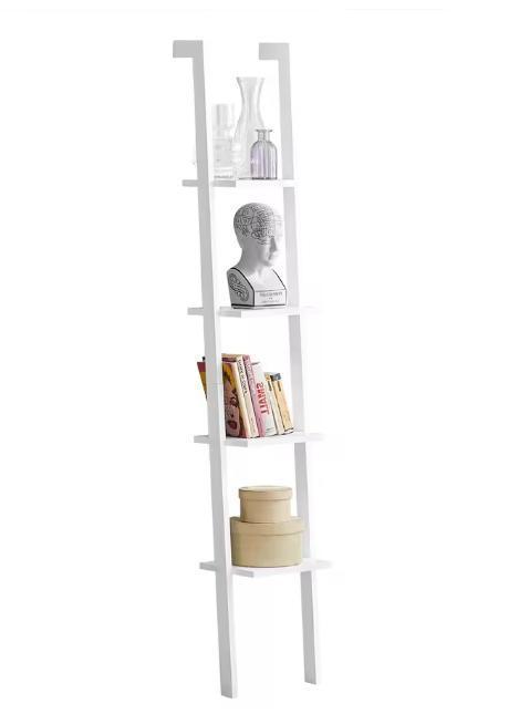 Ladder Wandrek met 4 Planken – Wit Staand Boekenkast Rek, Huis en Inrichting, Kasten | Wandmeubels, Nieuw, Verzenden