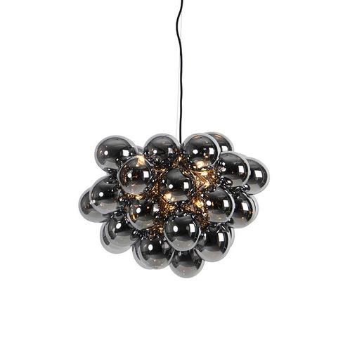 Design hanglamp zwart met smoke glas 8-lichts rond - Uvas, Huis en Inrichting, Lampen | Hanglampen, Nieuw, Glas, 75 cm of meer