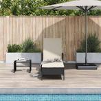 vidaXL Ligbed met Kussen Zwart van Poly Rattan, Tuin en Terras, Verzenden, Nieuw