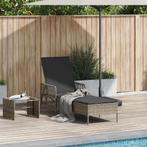 vidaXL Ligbed met Kussen Grijs Poly Rattan, Tuin en Terras, Verzenden, Nieuw