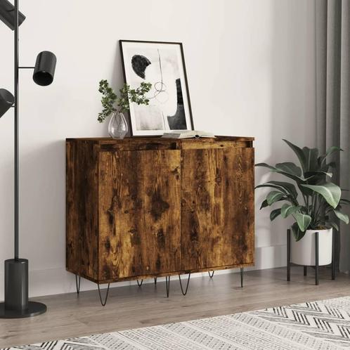 vidaXL Dressoirs 2 st 40x35x70 cm bewerkt hout gerookt, Huis en Inrichting, Kasten | Dressoirs, 25 tot 50 cm, Nieuw, Minder dan 50 cm