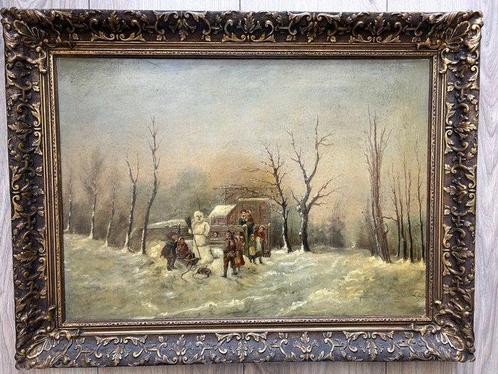L. Jonker (XIX-XX) - Winter, Antiek en Kunst, Kunst | Schilderijen | Klassiek