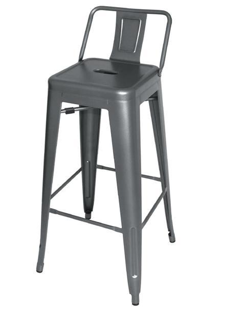 Bistro Stalen Barkruk met Rugleuning | Grijs | 94(h)x43x43cm, Zakelijke goederen, Horeca | Keukenapparatuur, Verzenden