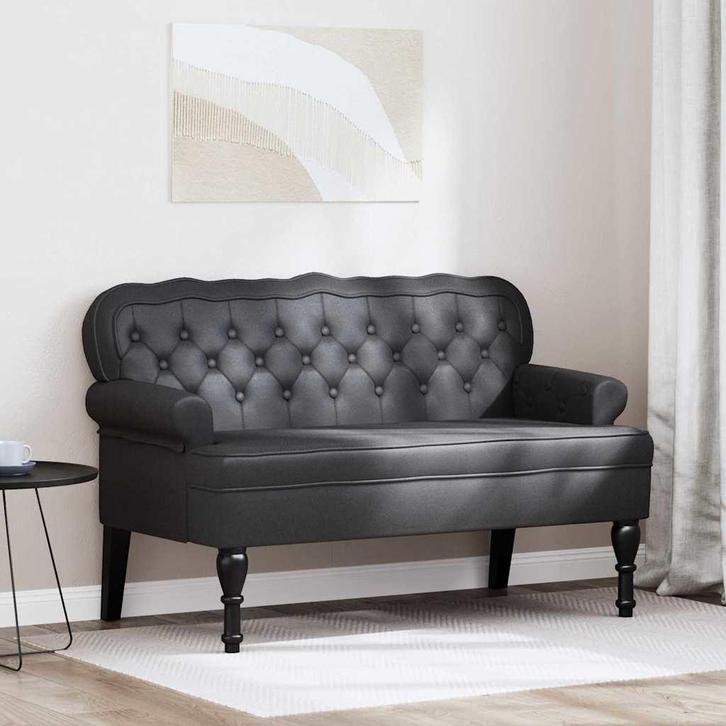 vidaXL Chesterfield Bank Zwart 119.5 x 64.5 x 75 cm Nep Leer, Huis en Inrichting, Banken | Bankstellen, Nieuw, Minder dan 150 cm