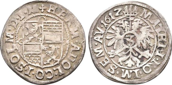 3 Kreuzer 1612 Solms Hohensolms Hermann Adolf 1602-1613, Postzegels en Munten, Munten | Europa | Niet-Euromunten, Verzenden