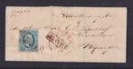 Nederland 1852 - Rood franco kastje op 5 cent Willem III op, Gestempeld