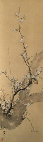 Bird and plum tree / Japanese Vintage Hanging Scroll