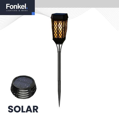 LED Solar tuinfakkel zonne-energie ZWART IP44, Tuin en Terras, Buitenverlichting, Ophalen of Verzenden