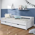 vidaXL Slaapbank met 2 lades IRUN 90x200 cm massief, Huis en Inrichting, Slaapkamer | Bedden, 90 cm, Eenpersoons, Verzenden, Wit