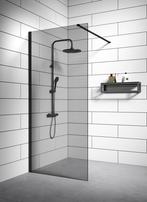 Douchewand Rizani 90 x 200 cm Zwart – Getint Rookglas, Verzenden, Nieuw, Douche