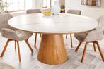 Ronde eettafel UNIQUE 120 cm wit natuurlijk eiken keramiek, Huis en Inrichting, Tafels | Eettafels, Ophalen of Verzenden, Nieuw
