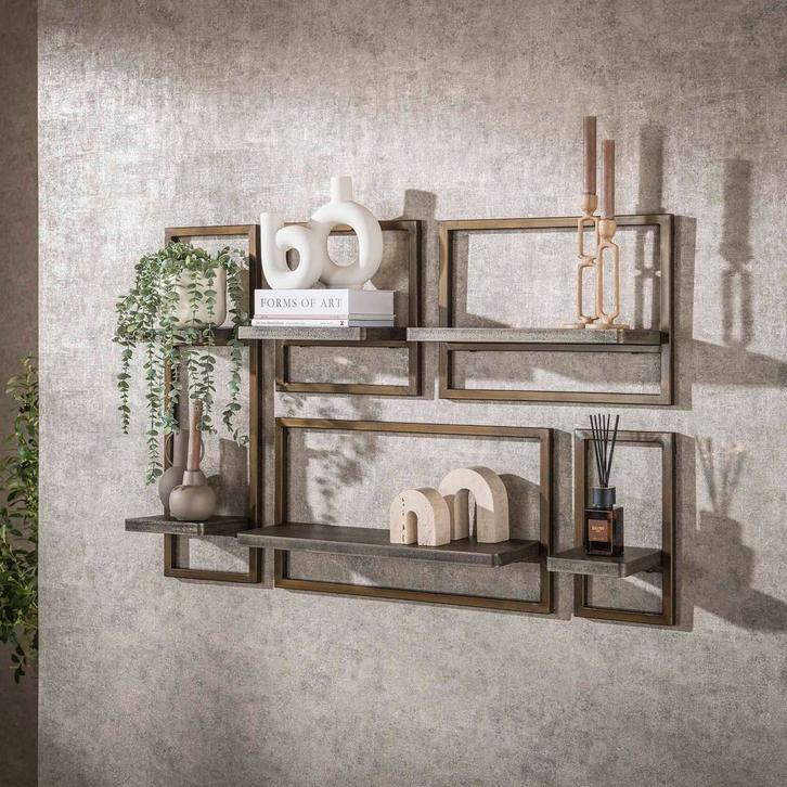 5-delig wandschap set Isa brons, Huis en Inrichting, Woonaccessoires | Wandplanken en Boekenplanken, Nieuw, Verzenden