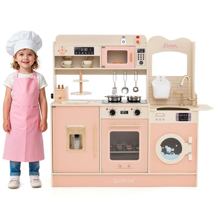 LIVSK Speelkeuken met 25 Accessoires - 2 Fornuizen met Licht, Kinderen en Baby's, Speelgoed | Speelkeukens, Nieuw, Verzenden