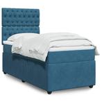 vidaXL Boxspring met matras fluweel blauw 90x200 cm, Huis en Inrichting, 90 cm, Eenpersoons, Nieuw, 200 cm