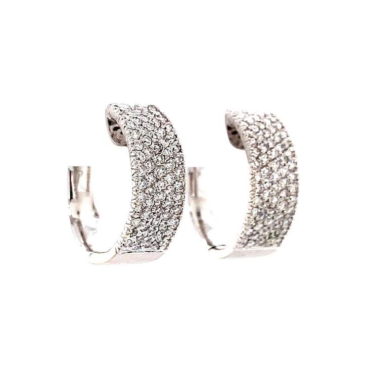 Witgouden klapcreolen met diamant 14 karaat, Sieraden, Tassen en Uiterlijk, Oorbellen, Wit, Zo goed als nieuw, Goud, Verzenden