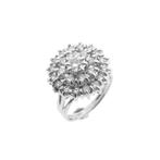 18 Krt. antieke witgouden entourage ring met diamant | 1,..., 18 tot 19, Gebruikt, Overige kleuren, Ophalen of Verzenden