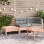 vidaXL Tuinbank met kussens en voetenbank massief, Tuin en Terras, Verzenden, Nieuw