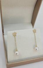 Oorbellen - 18 karaat Geel goud - 0.12ct. tw. - 6,5 mm Akoya, Nieuw