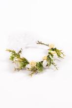 Luxe Pioenrozen Bloemenkrans Wit Bloemen Haarband Bruidsmeis, Ophalen of Verzenden, Nieuw, Carnaval, Accessoires