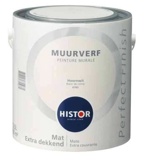 Histor Perfect Finish Muurverf Mat - Hoornwit 6763 - 2,5..., Doe-het-zelf en Verbouw, Verf, Beits en Lak, Verf, Wit, Nieuw, Minder dan 5 liter