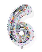HEMA Folieballon cijfer 6 confetti XL, Verzenden, Nieuw